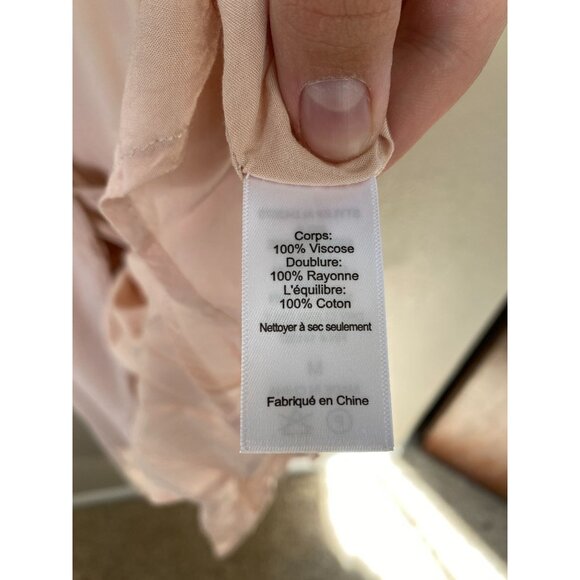 ASTR The Label Pink High-Low Wrap Dress Short Sleeves Size M Viscose Midi Sheer - Picture 5 of 9